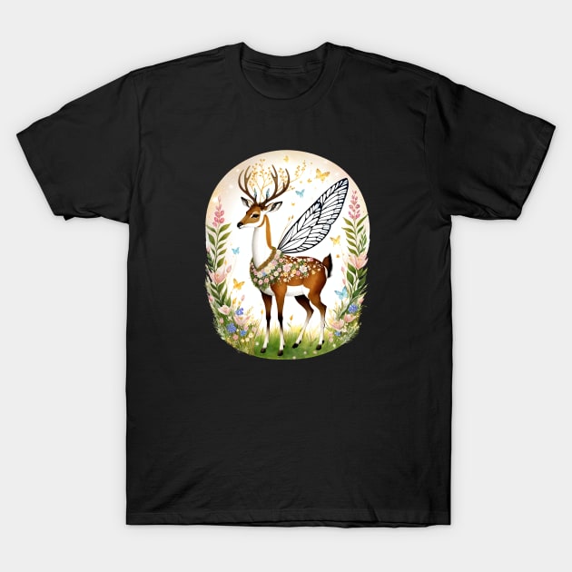Graceful Fairy Deer T-Shirt by Manzo Carey